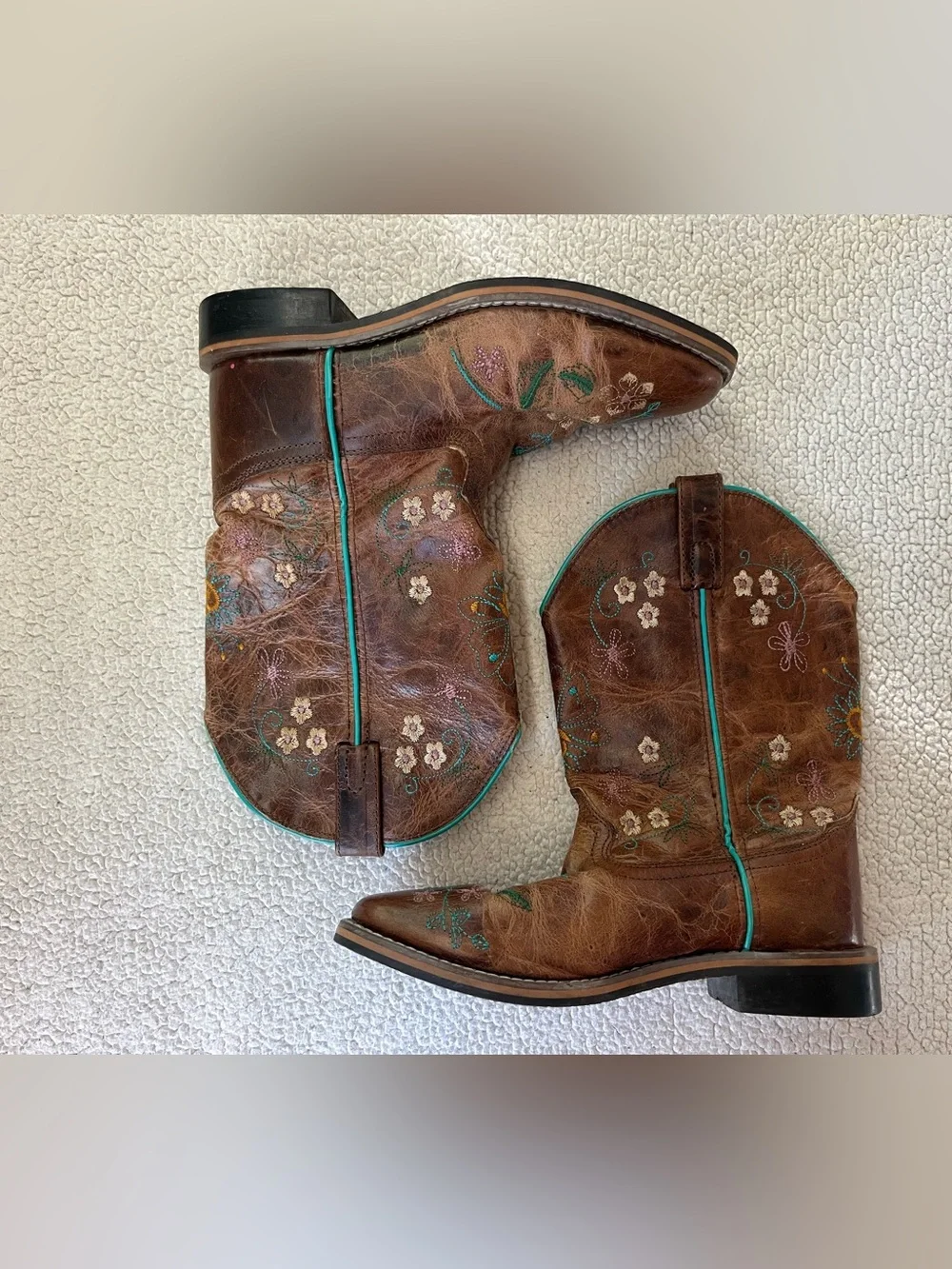 Smoky Mountain Boots Girls Floralie Western Leather Boots Embroidered 4.5